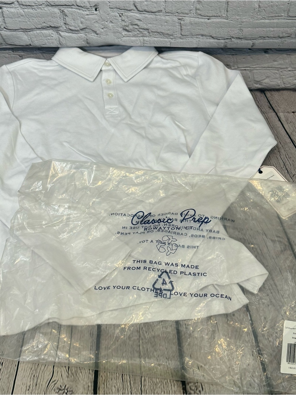 Classic Prep Long Sleeve White Polo Shirt